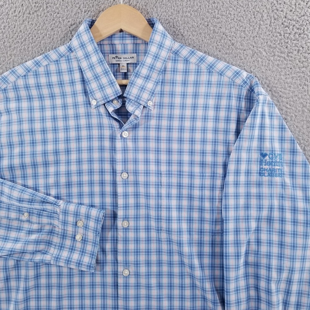 Peter Millar Shirt Mens XL Blue Summer Comfort Performance Sport Tech Golf Nylon